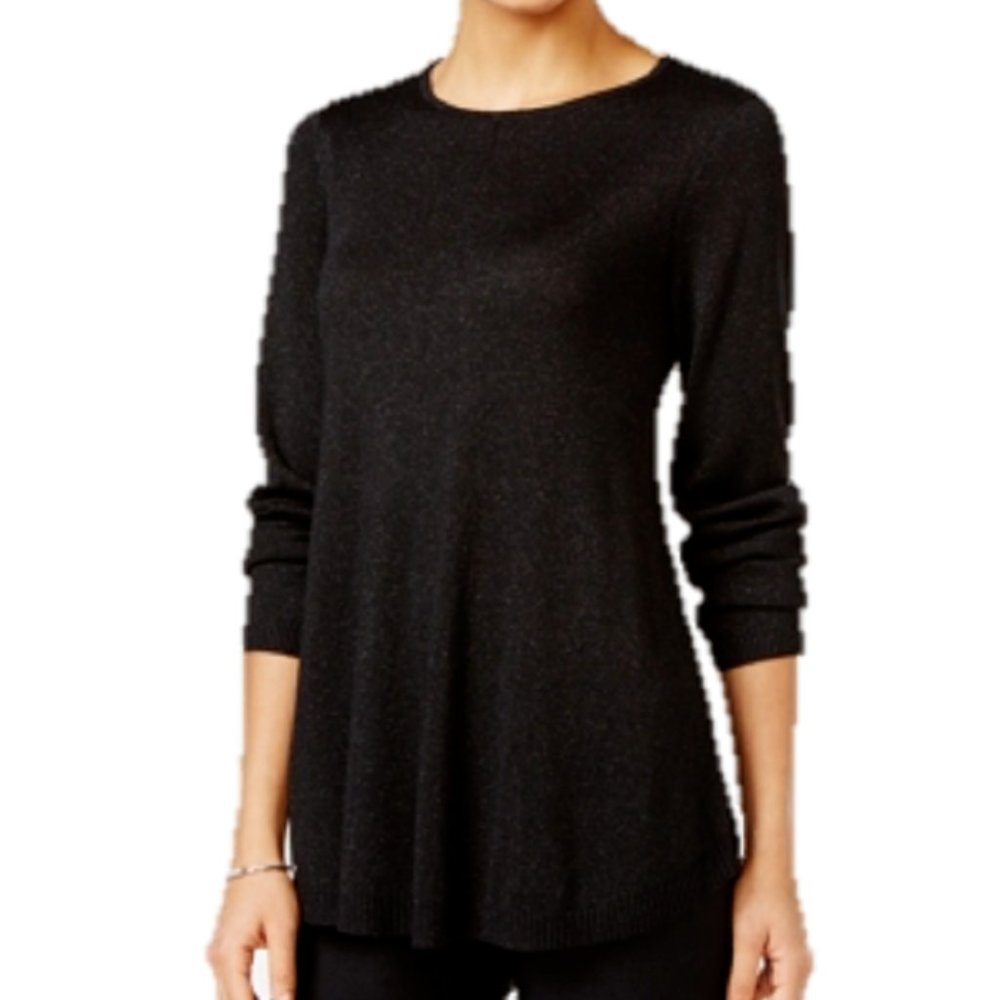 Alfani Petite Metallic Sweater in Black, Size Petite Small, Retail $69.50